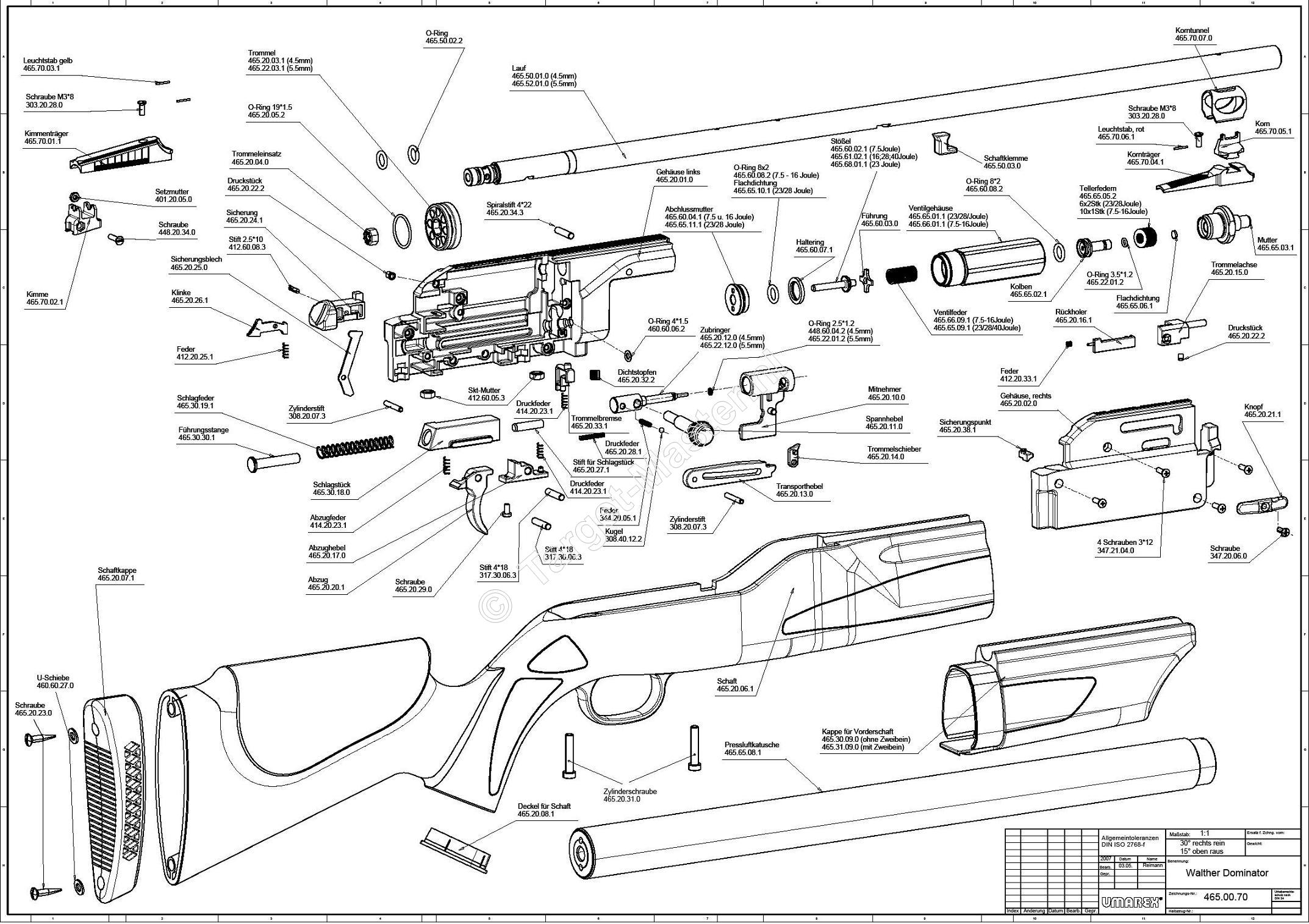 Onderdeeltekening Walther 1250 Dominator